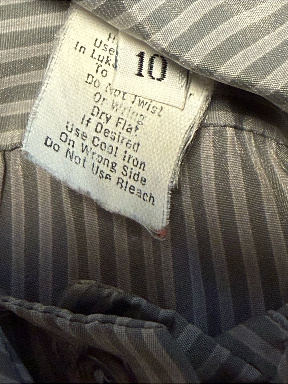 Vintage Gray Pinstripe Bow Neck Button-Front Blouse 1980 Sz 10 Corporate Chic - Picture 10 of 11
